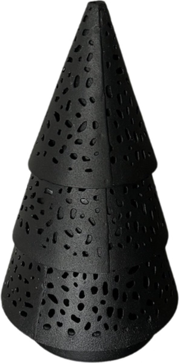 STILL - Kerstboom - Theelichthouder - Waxinelichthouder - Kerst - Ijzer - Zwart - 15x8 cm