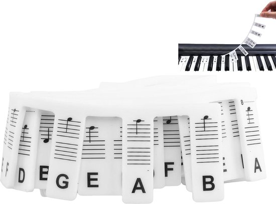 Foto: Siliconen piano stickers afneembaar toetsenbord keyboard 88 toetsen piano keyboard stickers eenvoudig muzieknoten leren piano noten stickers piano sticker kinderen