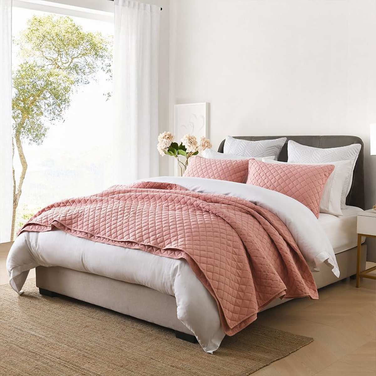 Goodivery ® Stijlvolle en Comfortabele Bedsprei met Geometrisch Ontwerp, Inclusief Kussenslopen