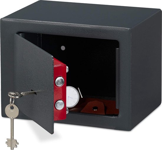 HBD mini kluis – sleutel – grijs – 17x23x17 cm