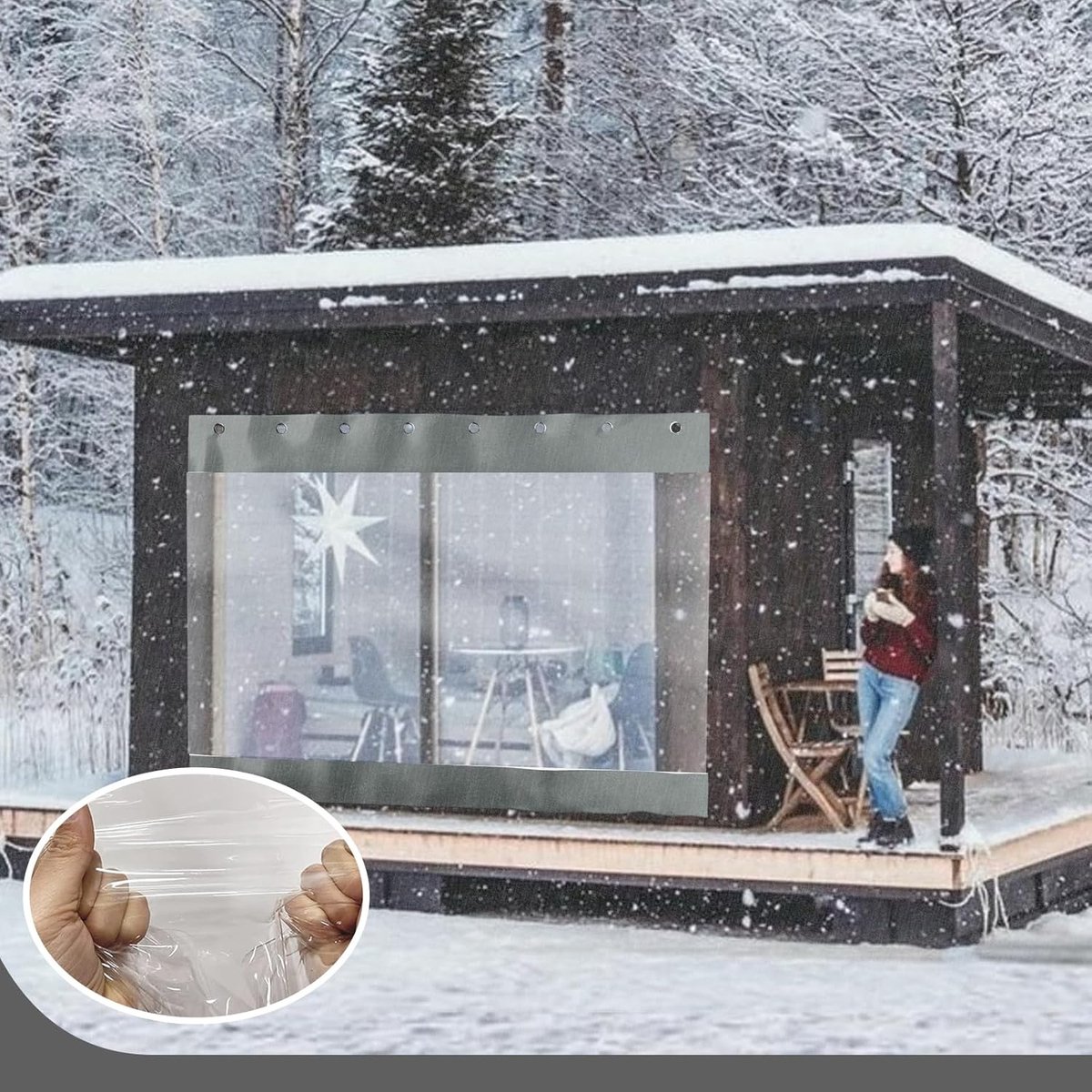 Waterdichte zijpanelen voor pergola doorzichtige plastic gordijnen voor buiten met oogjes 0,5 mm PVC voor alle seizoenen, Antraciet (Kleur : Transparant zwart, Maat : 8x2m