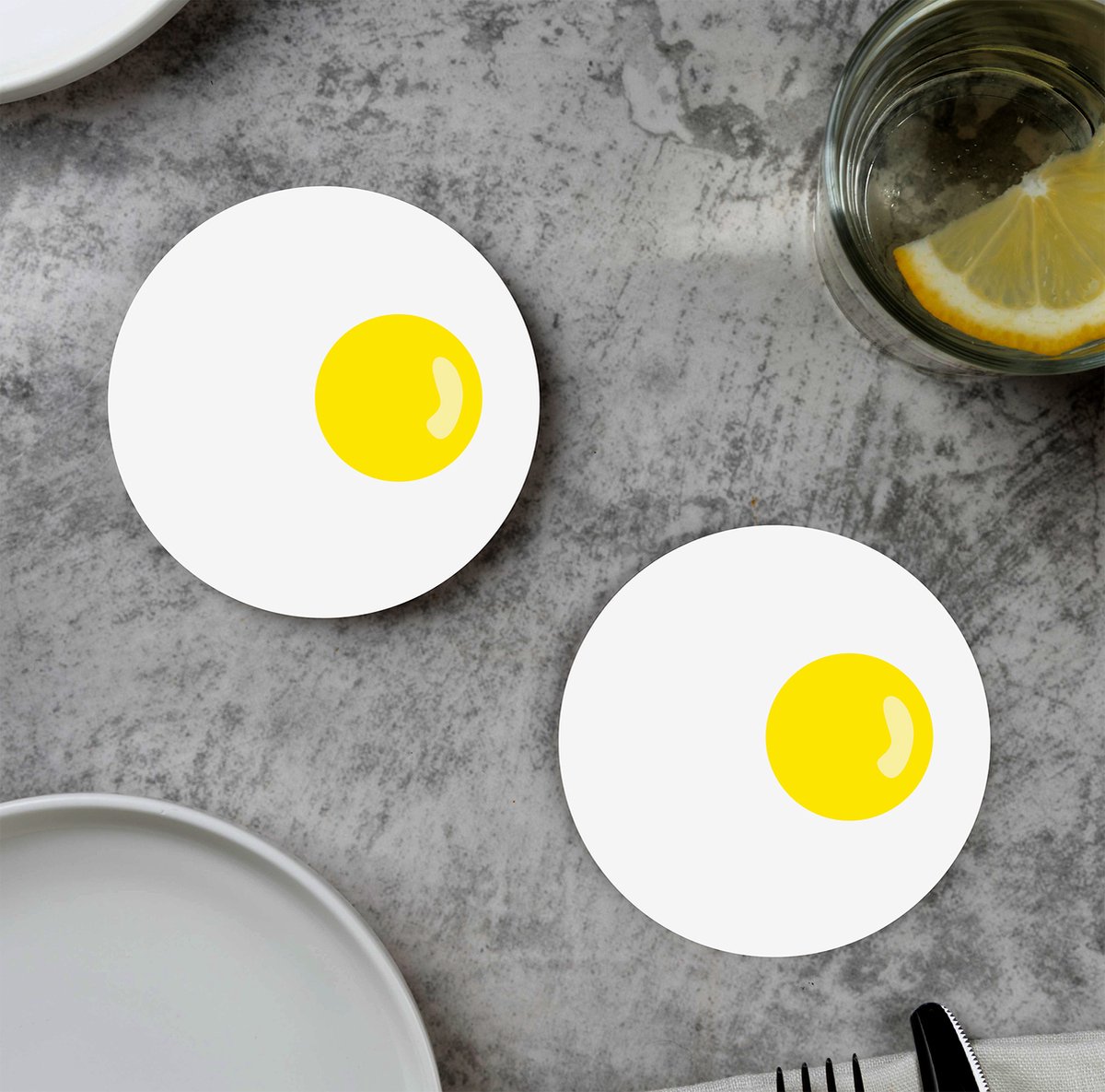 GR onderzetters voor glazen - Fried Egg - Vinyl - 6st