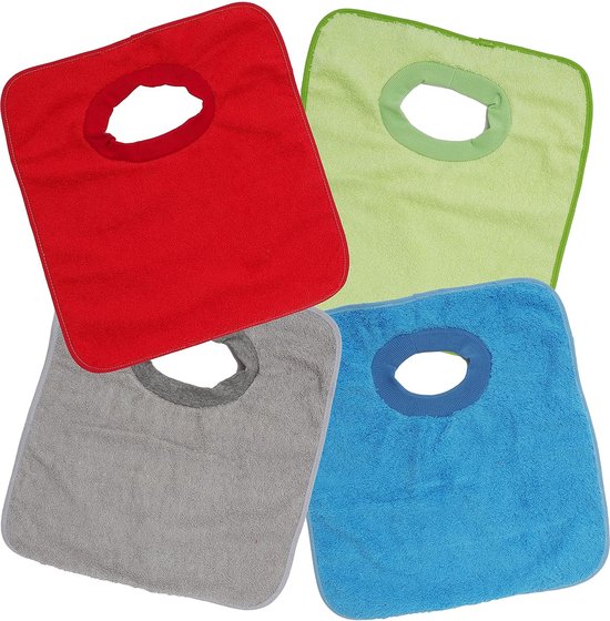 Ti TIN | Set van 3 waterdichte bedrukte slabbetjes, 28 x 32 cm | 100% polyester microvezel - Slabbetjes voor baby's vanaf een jaar - Elastische sluiting - Kindermotief - Veelkleurig - 200 g/m²