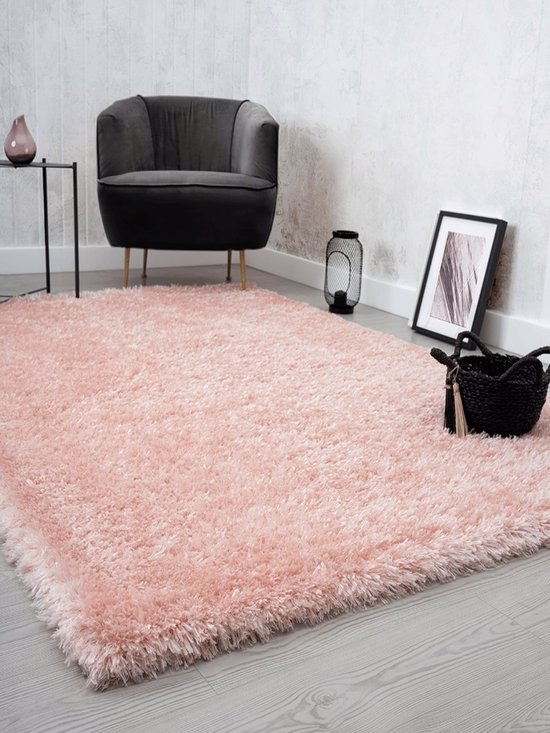the carpet Foxy Shaffy - Hoogpolig Tapijt Woonkamer & Slaapkamer, Wasbaar & Antislip, Zand, 80 x 150 cm