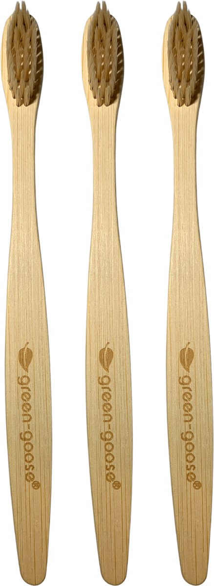 Goedkoopste Bamboe Tandenborstels - Wit - Medium hardheid - Milieuvriendelijk - 3 stuks