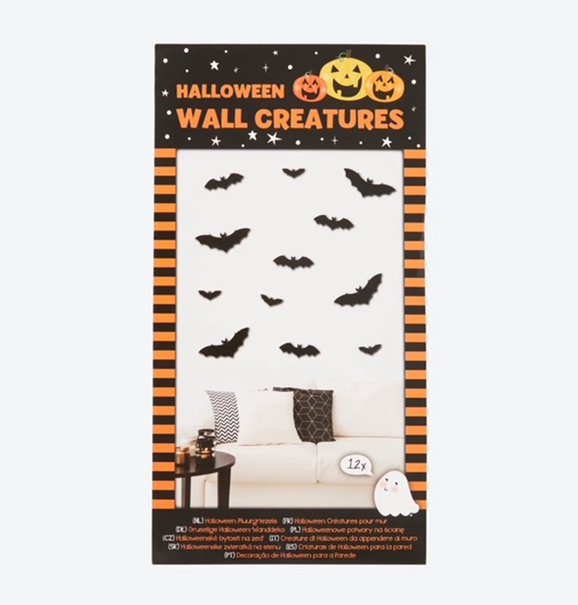vleermuis muurstickers - halloween - 12 stuks - vleermuizen - geen lijm - herbruikbaar - zelfklevend - raamstickers