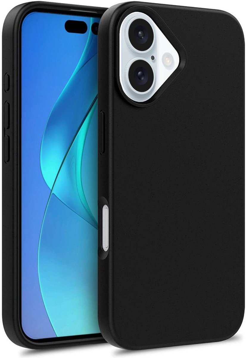 Flexibel Eco hoesje geschikt voor iPhone 16 - zwart- Milieuvriendelijk en schokbestendig ontwerp - Onbreekbaar - Trendy kleuren