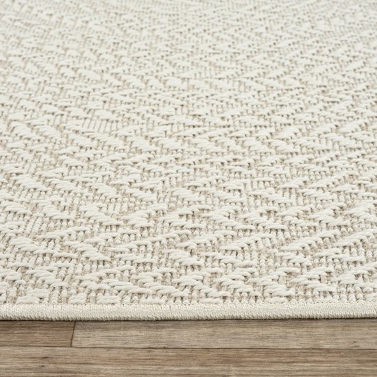 The Carpet Kansas – Tapis robuste d'intérieur et outdoor avec aspect jute naturel, résistant aux intempéries, adapté pour terrasse et jardin, Crème, 060 x 180 cm