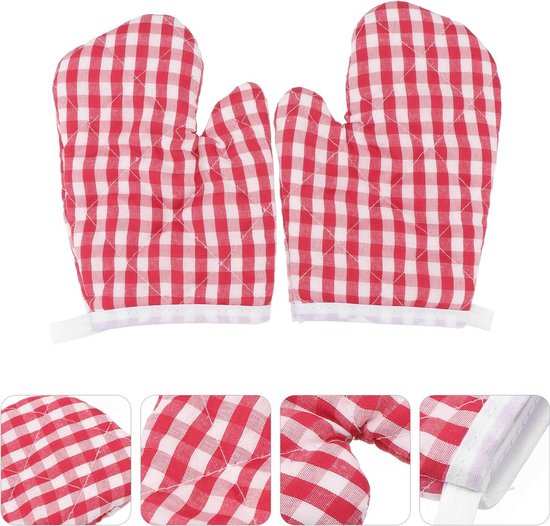 Ovenwant Hittebestendige handschoenen Kinderen BBQ-handschoenen Kid Ovenwant Keuken Magnetron Bakken Koken Hitte bestendig (Color : B