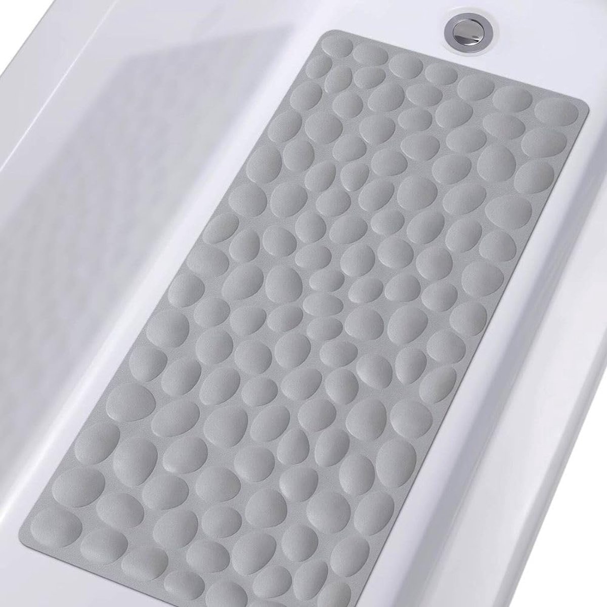 Badmat antislip (80 x 40 cm) | schimmelvrij en machinewasbaar | antislipmat, badmat voor badkuip, badmat in grijs