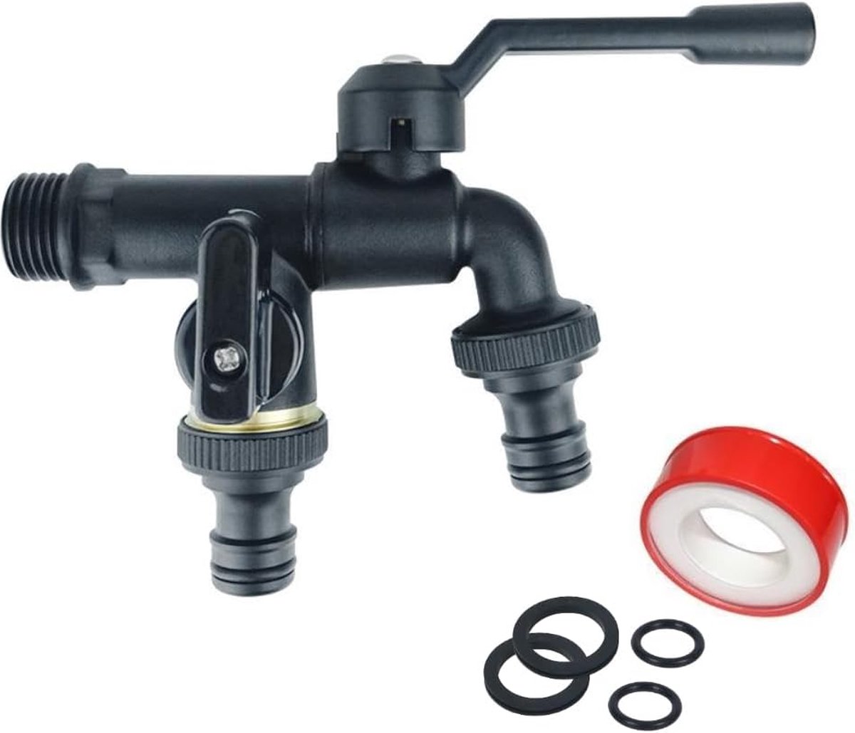 Robinet Double Sortie Jardin DMJJSD 3/4'' - Laiton Robuste, Anti-Rouille Anti-Gel, Pour Tuyau Et Machine à Laver