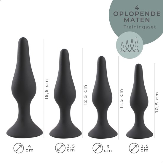 Ensemble de plug anal - Set de 4 plug anal de Luxe pour femmes et hommes -  Siliconen Zwart | bol