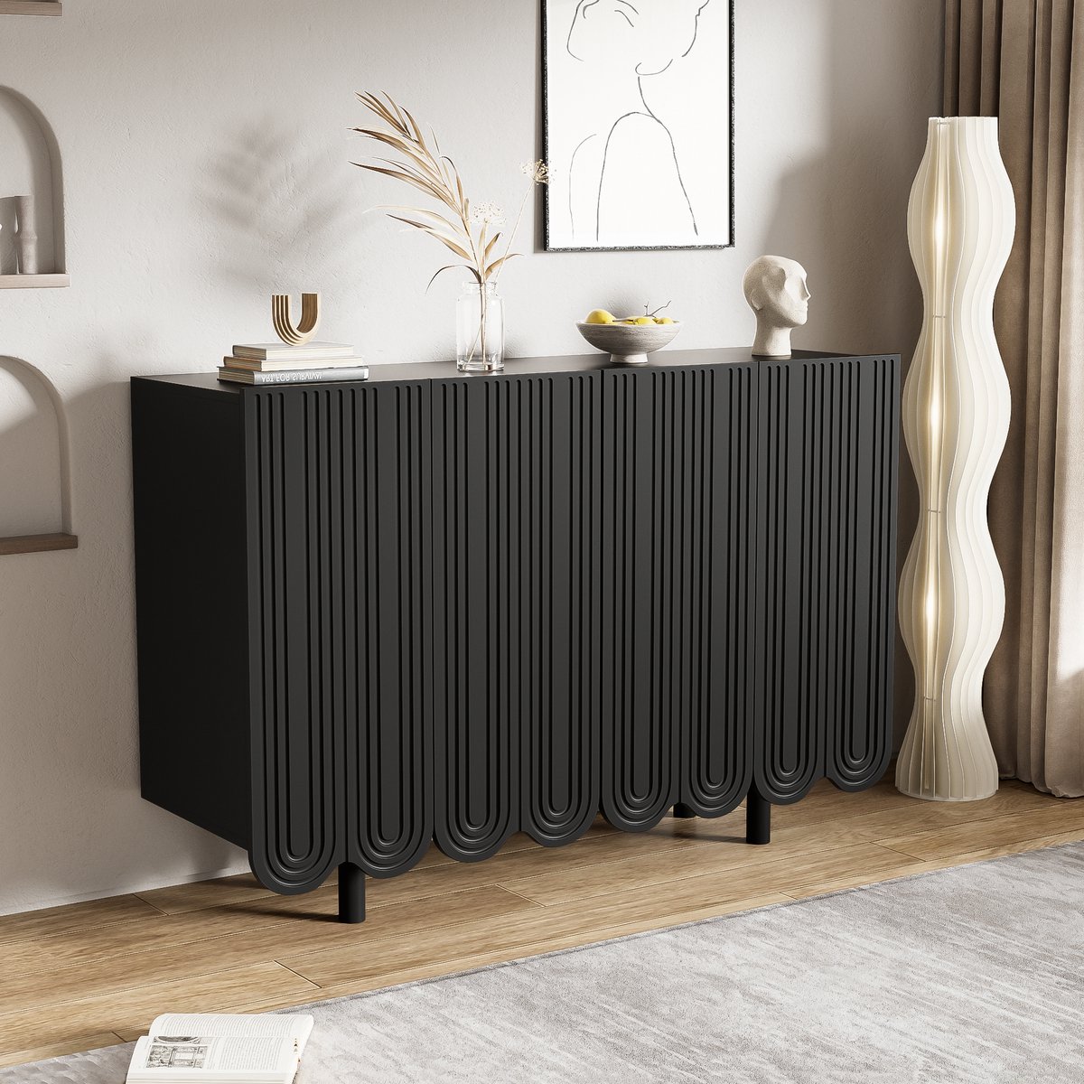 KOMHTOM Dressoir Druppelvormig dressoir met voorgevormde Zwart