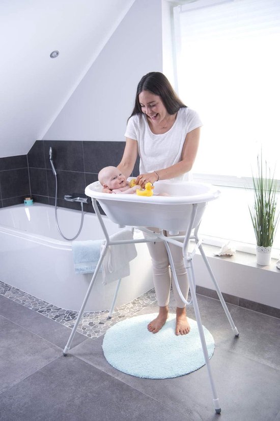 Babybadje met antislipmat en afvoerplug - geschikt voor 0 - 12 maanden - fantastic mauve (oudroze) van Bebe Jou — afbeelding 4