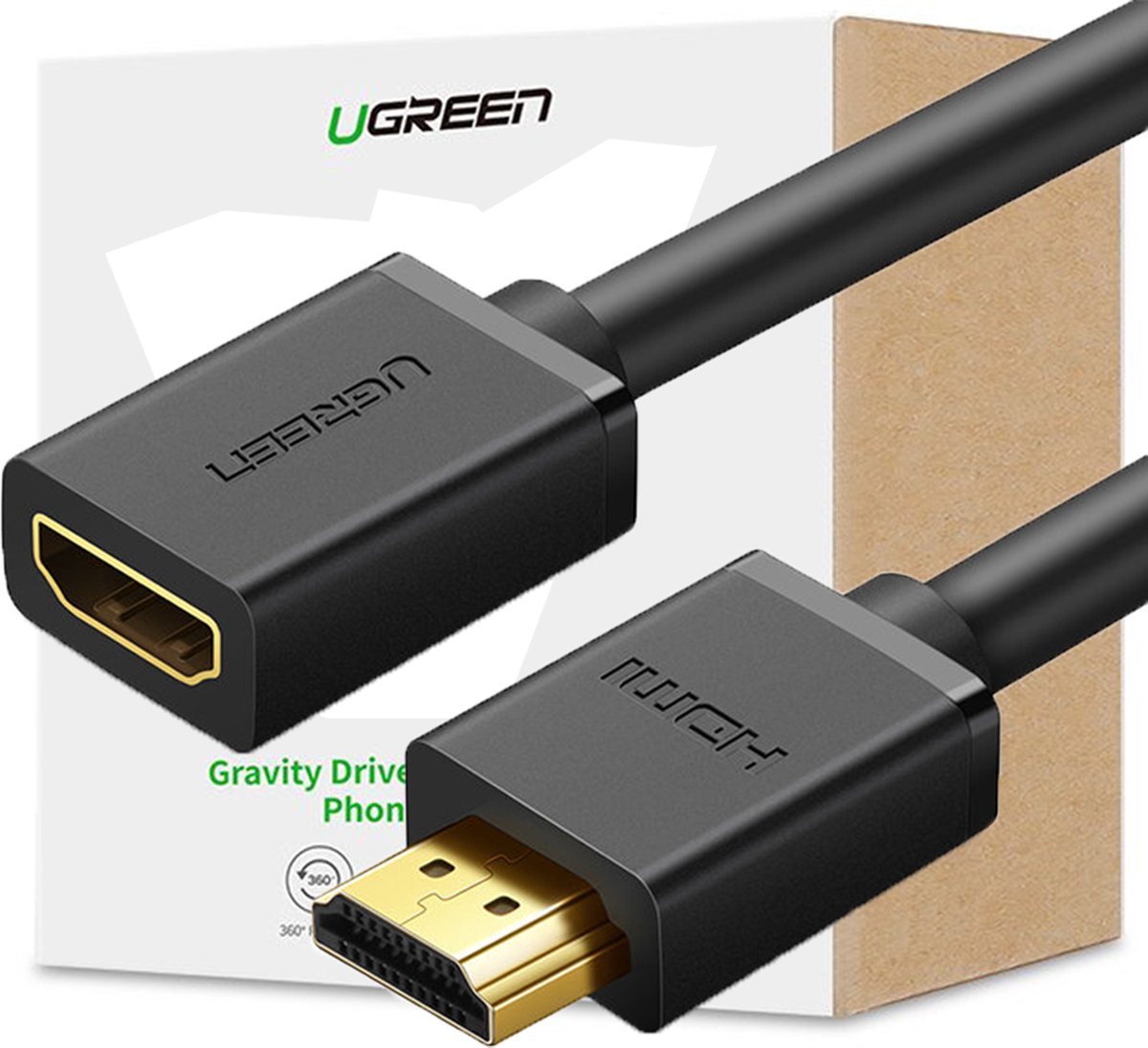 Ugreen - HDMI - - (mannelijk) - HDMI - (vrouwelijk) - 2.0 - 4K - adapterkabel - 1m - zwart - (HD107)