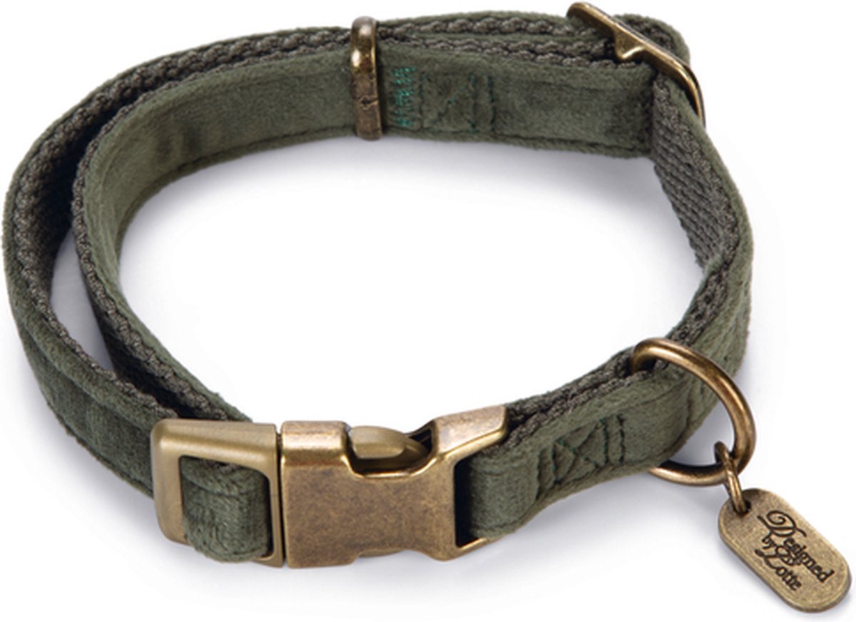 Designed by Lotte Velura - Hondenhalsband - Groen - 26-40 x 15 cm