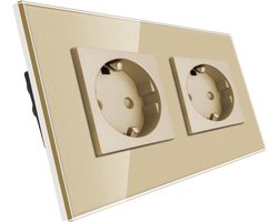 16 Amp Gouden Gehard Glazen Paneel Kinderbescherming Brandwerend - Dubbel Stopcontact