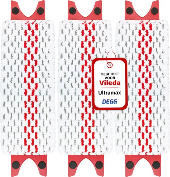 DEGG - Vadrouille / vadrouille adaptée à Vileda ultra max - recharge adaptée à Vileda - convient à tous les systèmes de vadrouille plate Vileda - Chiffon en microfibre - 3 PIÈCES (S)