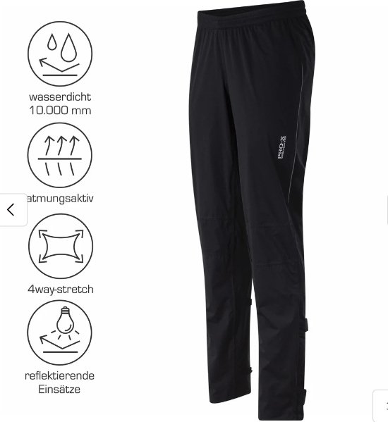 Jackson Pro X Elements Regenbroek fiets - waterkolom 10.000mm - 5000gr/24u ademend vermogen - Maat L