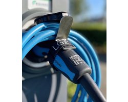 LGZ laadkabel houder - RVS geborsteld roestvrij staal - verstelbare band - oplaadkabel hanger - laadkabel haak