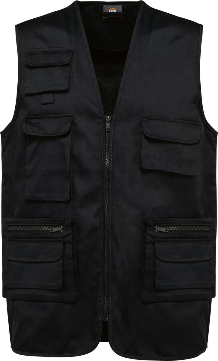 WK. Designed To Work Gevoerd unisex gilet in polykatoen met veel zakken WK609 - Black - XL