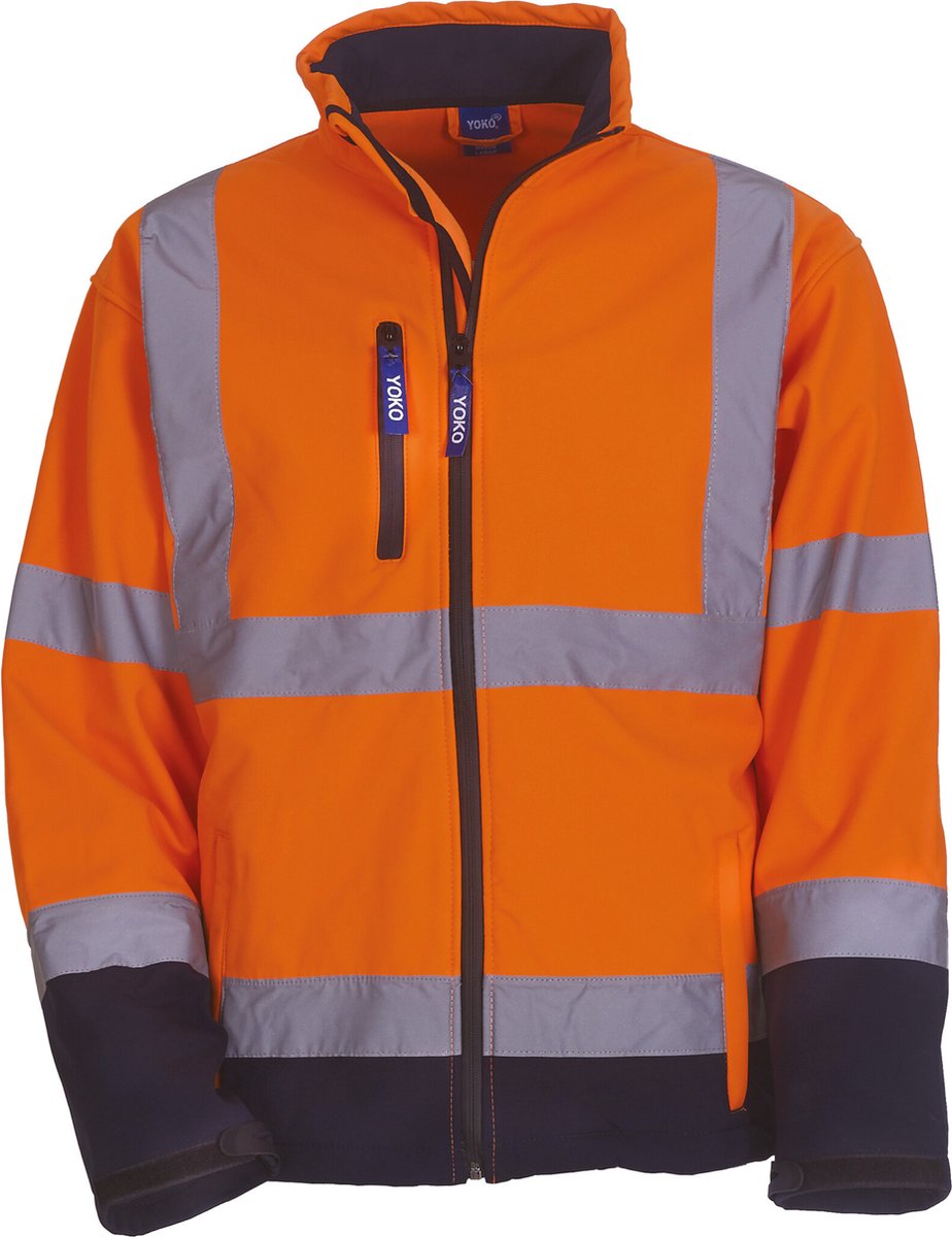Yoko Signalisatie jack van softshell YHVK09 - Hi Vis Orange / Navy - XXL