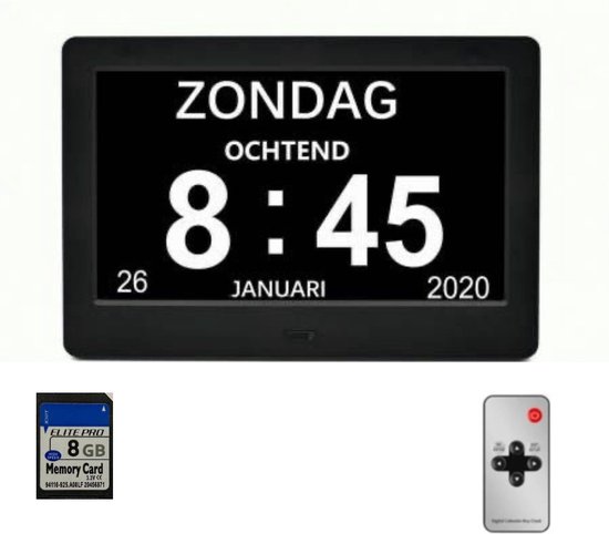 Dementieklok - Incl. 8 GB SD kaart - Alzheimerklok -...