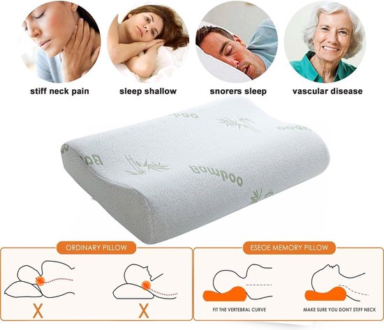 Upgrade Memory Foam Kussen - Orthopedisch Neksteunkussen voor Zijslapers - Rugslapers - Bamboe Hoes - Ergonomisch Nekkussen voor Cervicale Wervelkolom van MySheepi — afbeelding 4