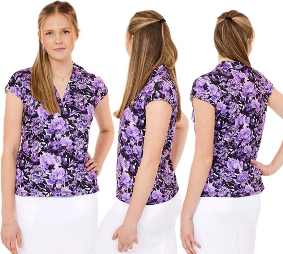 Func Factory dames Polo Alice purple flowers maat 46 van Func Factory — afbeelding 4