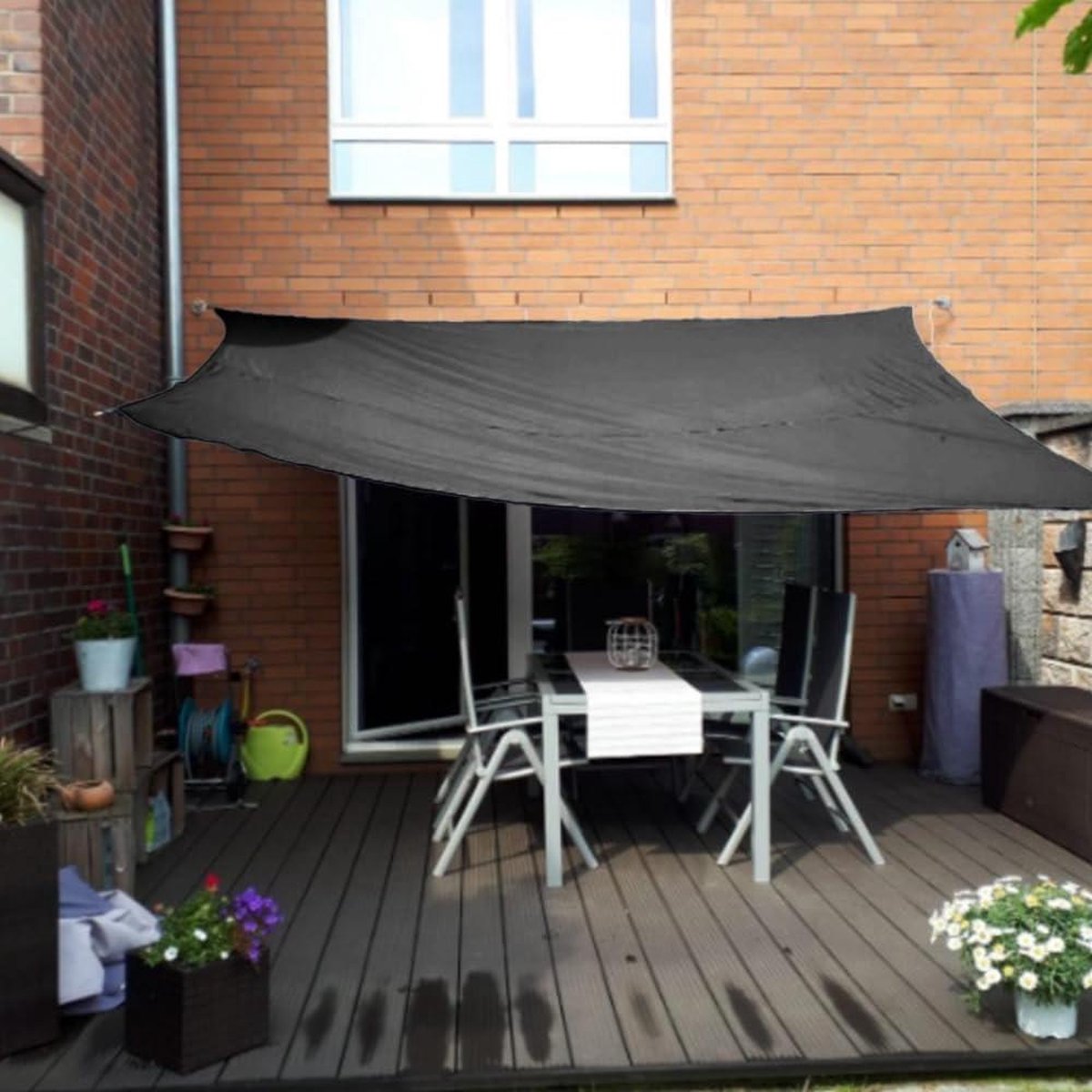 Bol.com Balkon zonnescherm zonder boren - Zonwering 2x3 meter - Balkonleuning windscherm - Terras tuin Balkon zonnescherm zonder... aanbieding