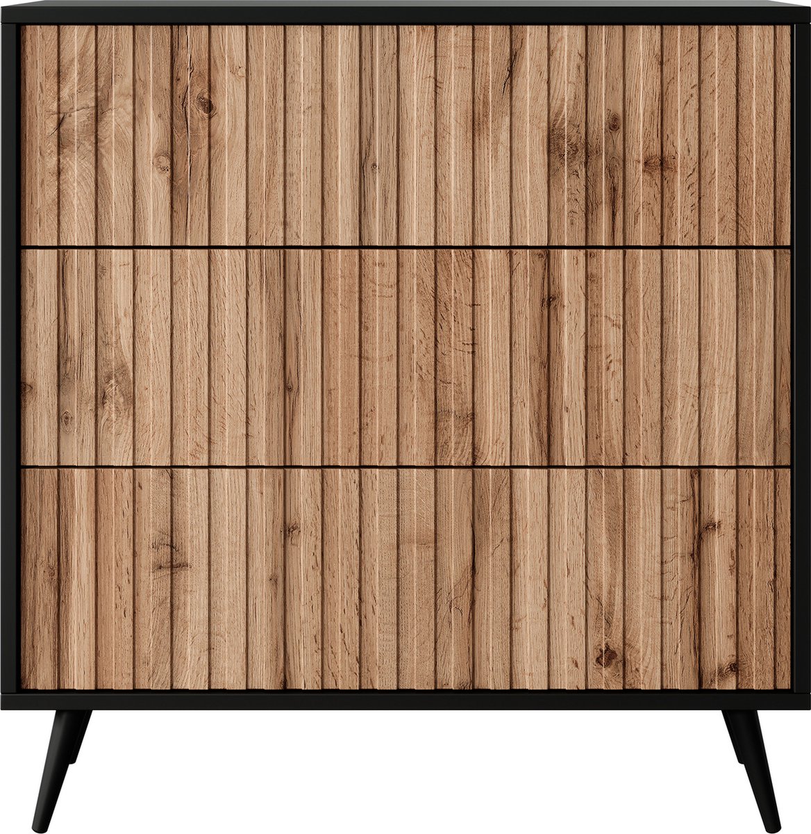 Selsey Bello - Dressoir met 3 lades 79 cm - Zwart met zwarte poten