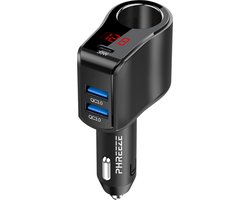 120w Autolader – Sigarettenaansteker Splitter – 2x usb 1x usb-C 12V (120w) 24V (200w) – Oplader Auto Snellader – LED met spanningsmeter