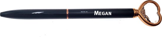 Stylo avec gravure - Coeur - Avec nom - Megan - Zwart