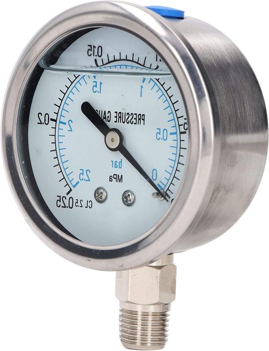 Glycerine Gevulde Manometer Bar Mpa Dual Graduation 1/4 Npt Draad ...
