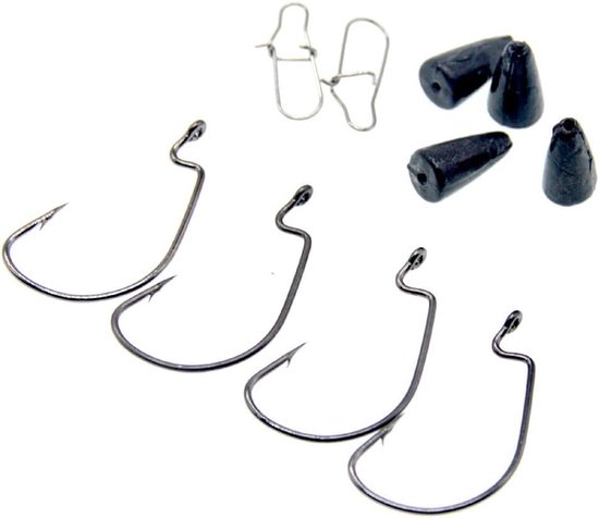 Snap Lead Rigs 20 Rubber Fish Texas Rig Fishing Rod Set - Offset Hooks Bull Leads Duo ...