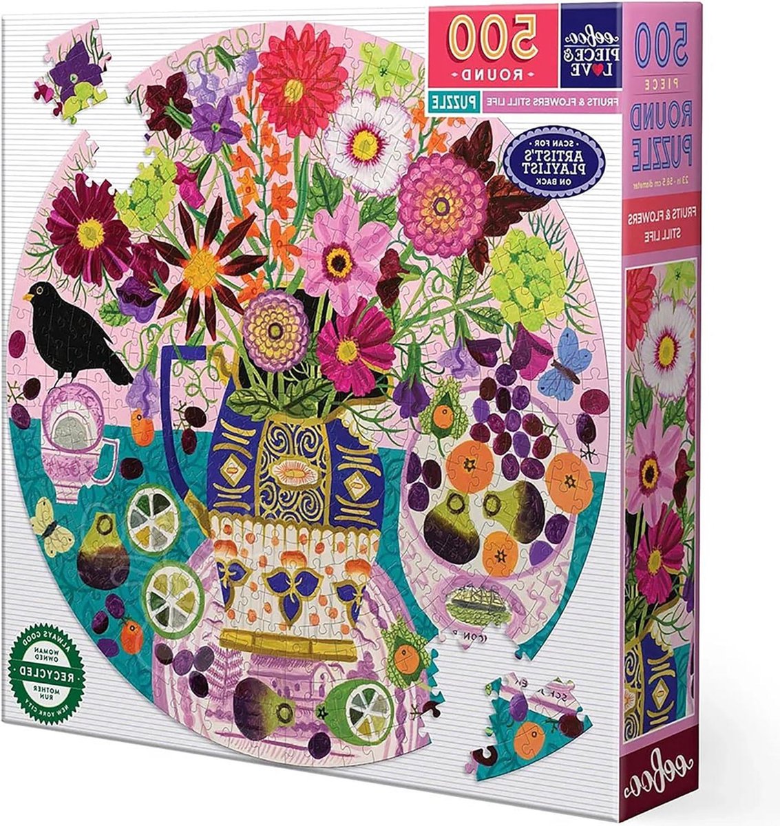 Rond Fruit Flowers Still Life Puzzel 500 Stuks  Kleurrijk  Gerecycled Karton  Diameter 585 cm