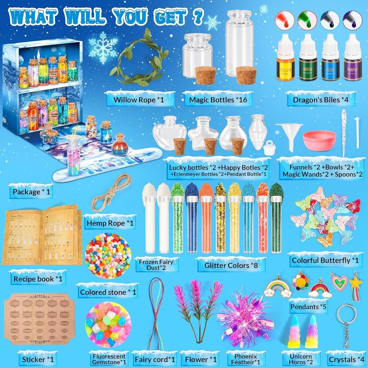 Kit Potions Magiques Pour Enfants - Chaudron + 20 Bouteilles + Accessoires - Cadeau Créatif Fille/Garçon 6-12 Ans
