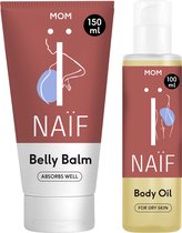 Naïf - Voedende Buikbalsem & Ontspannende Lichaamsolie Voordeelset - Tijdens en na de zwangerschap - Zonder microplastics of minerale olie - 150ml + 100ml