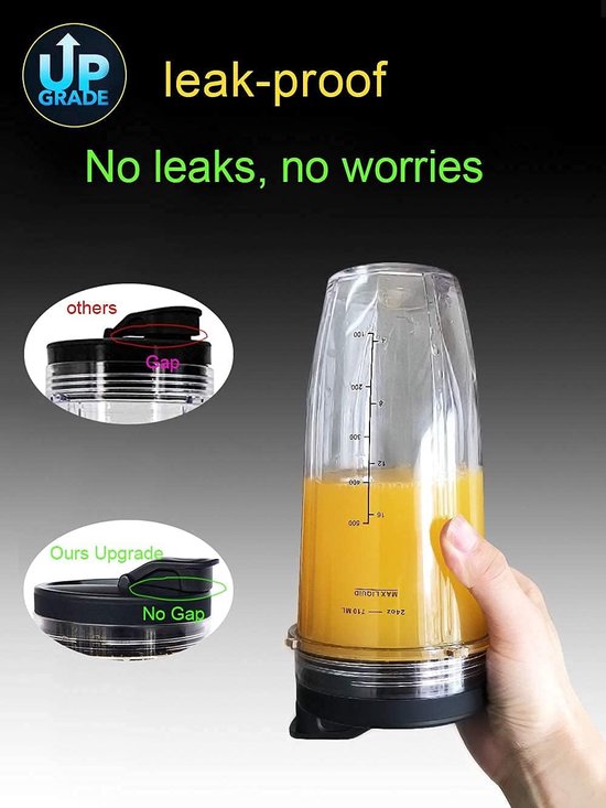 Geschikt voor 24oz Blenderbeker met Sip & Seal-deksel - Geschikt voor ,BL450,BL454,BL455,BL456,BL480,BL481,BL482,BL490,BL640,BL642,BL682,SS101,SS401,SS351/,voor Nutri Ninja Auto IQ-serie blenders, 2-pack van Geschikt voor — afbeelding 4