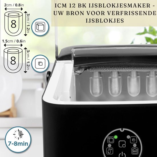 Ijsblokjesmachine - IJsmachine met Schep - IJsblokjesmachine 1L Watertank - 8 Blokjes in 6 Minuten van Nuovoware — afbeelding 3