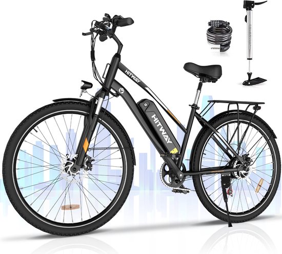 Foto: Hitway bk27 elektrische fiets 28 inch 250w 36v 12ah 7 versnellingen zwart