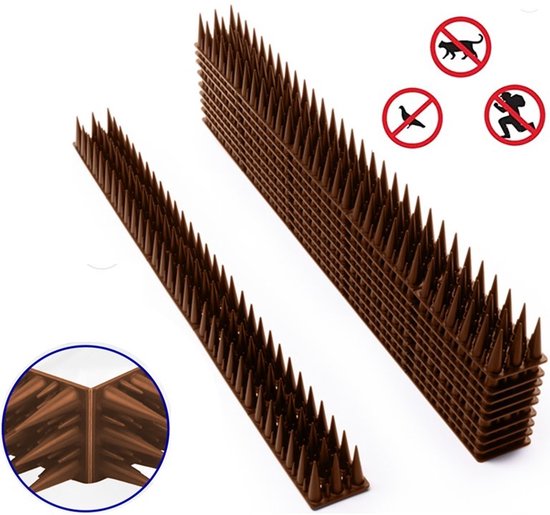 Foto: V f premium anti klim strip 5 meter bruin flexibel extra spikes 10 pack tiewraps plakstickers duivenpinnen vogelpinnen anti katten in tuin kattenverjager kattenschrik vogelschroot duivenverjager vogelverjager balkon