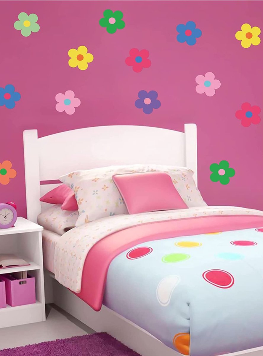 Muursticker Bloemen - Flowers | Diverse mooie kleuren | Kinderkamer | Meisje – Baby - Girl | Bohemian – Poster | Verwijderbaar – Zelfklevend – Doorzichtig | Wanddecoratie – Wandsticker - DH collection