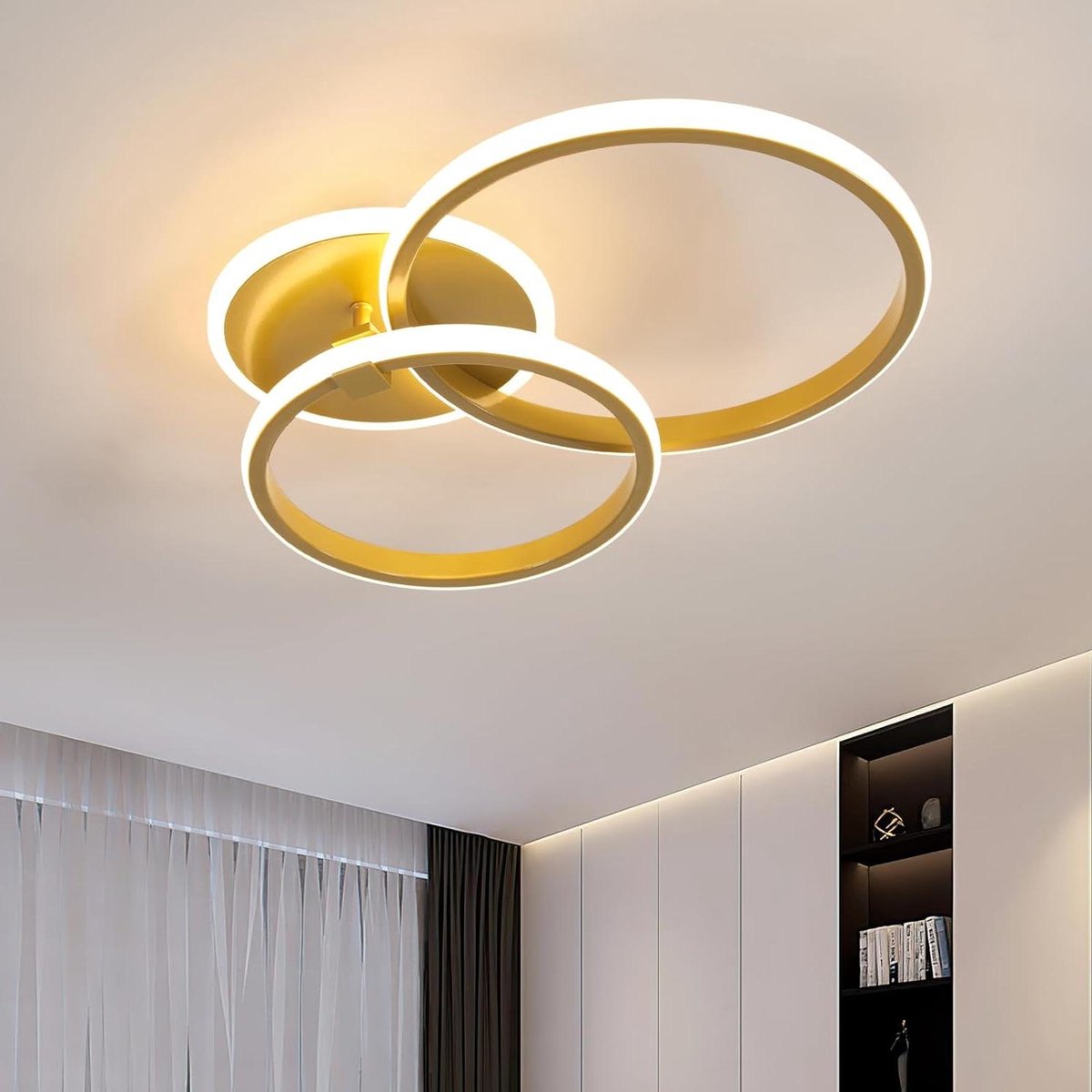 Moderne Aluminium LED Plafondlamp 42W 4700LM - Gouden - Acryl - 3000K Warm Wit Licht - Woonkamer Slaapkamer Hal Keuken Office