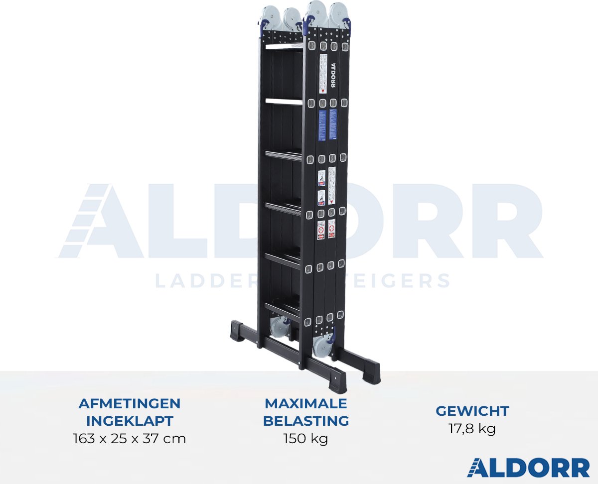 ALDORR Professional - Vouwladder 4 x 6 treden zonder platform - Aluminium - 3,10 meter – foto 6