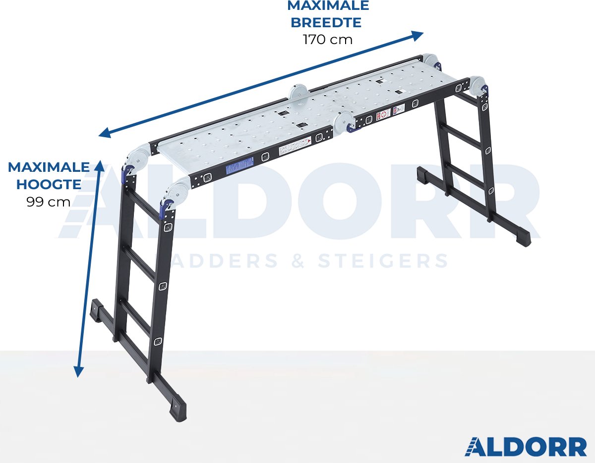 ALDORR Professional - Vouwladder 4 x 3 treden met platform - Aluminium - 3,50 meter – foto 3