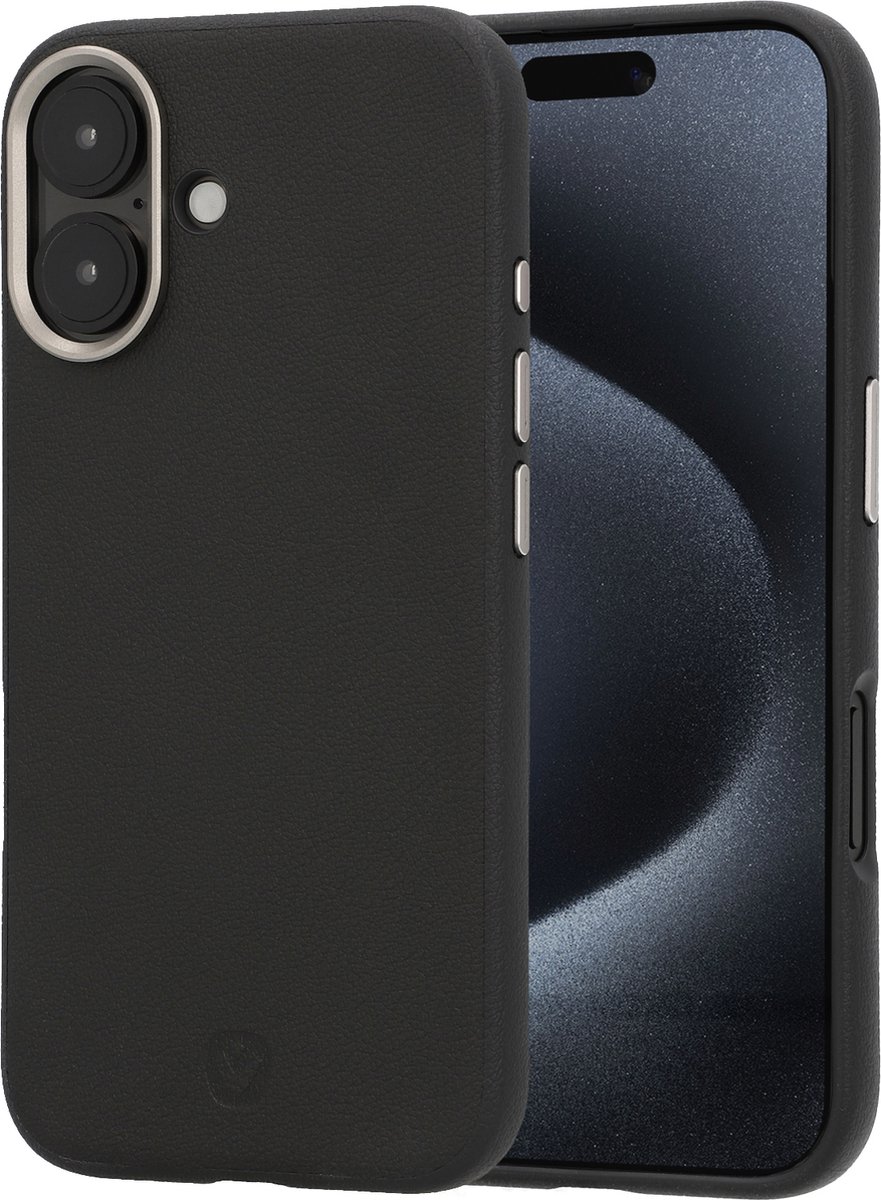 Valenta - Backcover iPhone 16 - Magsafe Hoesje Zwart - Eco Leer - Style