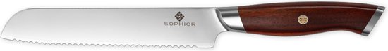 SOPHIOR Collection Classic Héritage - Couteau à pain | Acier 3 couches | Manche en palissandre | 60 HRC