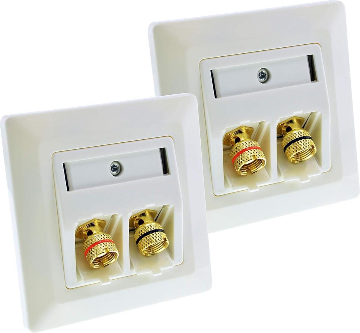 Luidsprekers Keystone Module rood zwart afdekking 80x80mm set van 2 LS-poolklemmen schroefklemmen verguld bananenstekker-compatibel