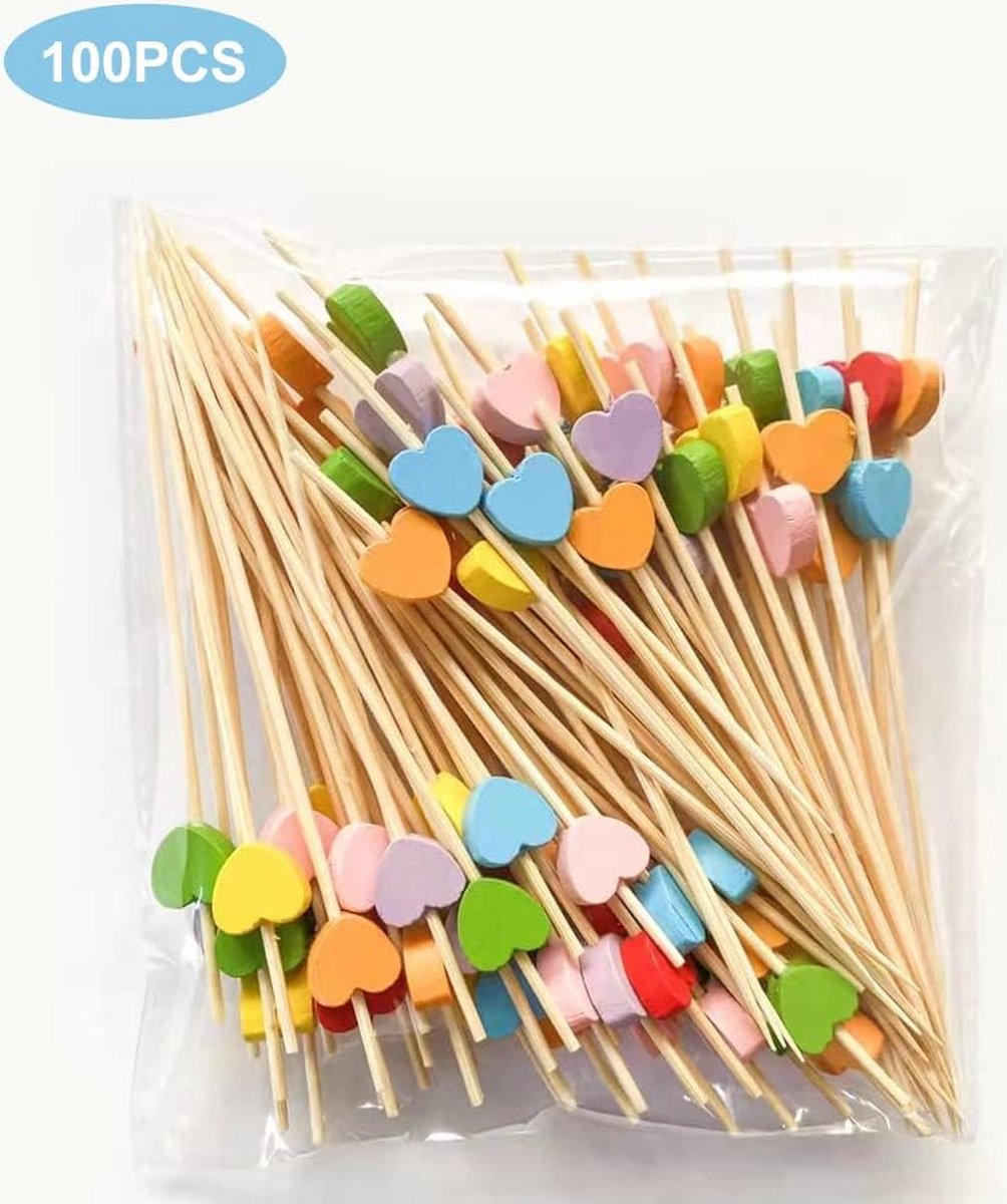 LXBCTOP 200 stuks cocktailspiesjes, 12 cm houten spiesjes voor vingervoedsel, kleurrijke cocktaildecoratie, cocktailtandenstokers van hout met leuke decoratie, hartvormige pruimbloesem cocktailsticks LXBCTOP 200 stuks cocktailspiesjes, 12 cm houten spiesjes voor vingervoedsel, kleurrijke cocktaildecoratie, cocktailtandenstokers van hout met leuke decoratie, hartvormige pruimbloesem cocktailsticks